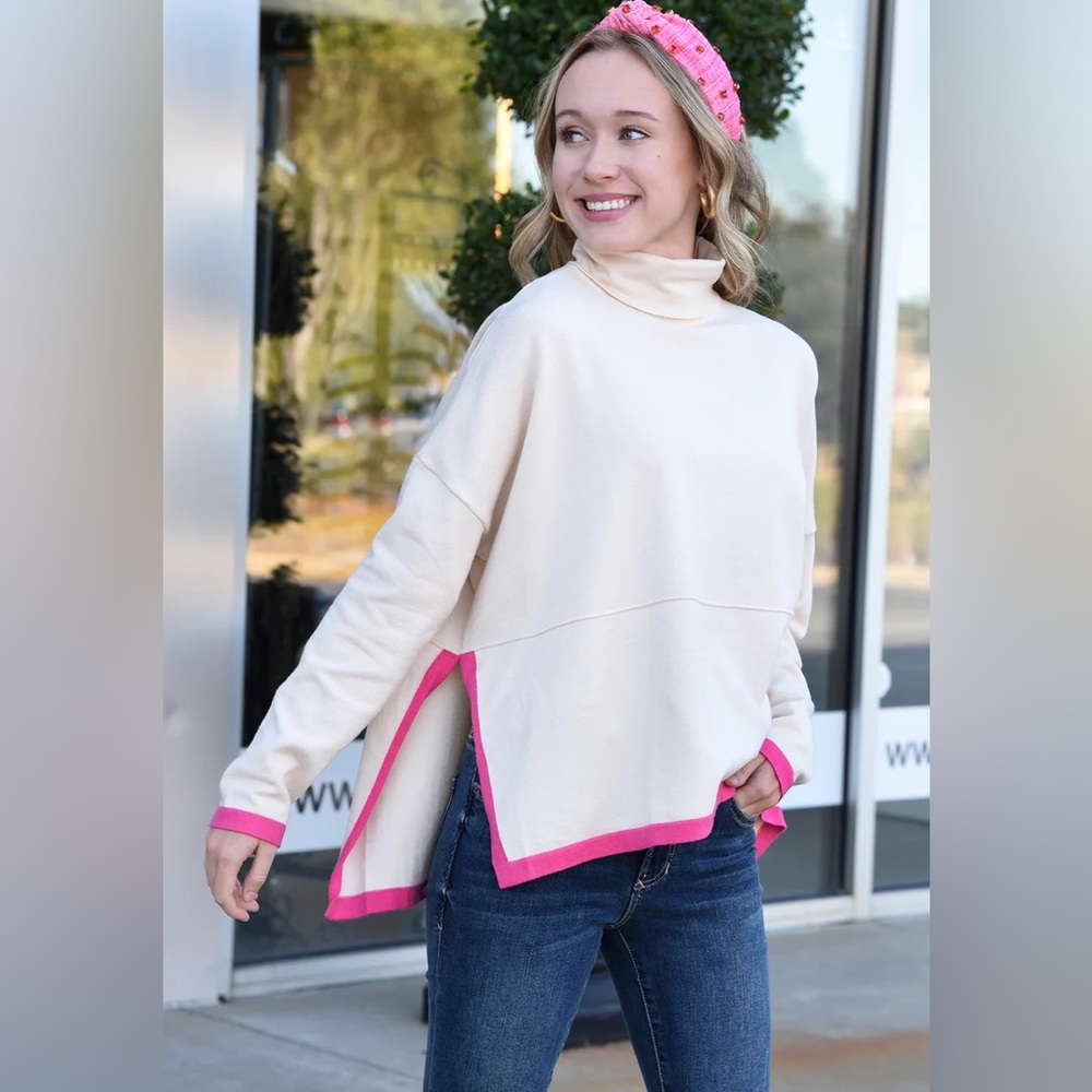 Vici Cream and Pink Women's Sweater